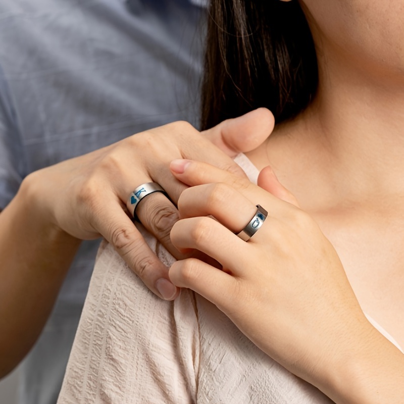 1pc KING QUEEN Titanium Steel Couple Ring